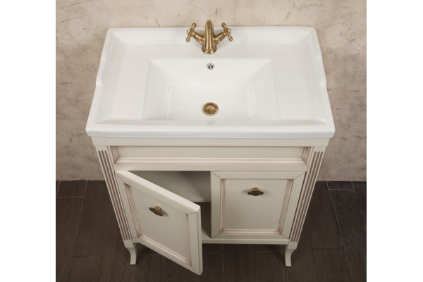 Тумба с раковиной La Beaute Classic Vivien Porta 70 слоновая кость с патиной, фурнитура бронза, напольная, с дверками