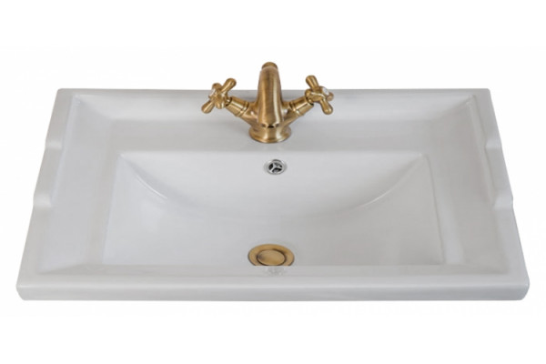 Тумба с раковиной La Beaute Classic Vivien Porta 70 слоновая кость с патиной, фурнитура бронза, напольная, с дверками
