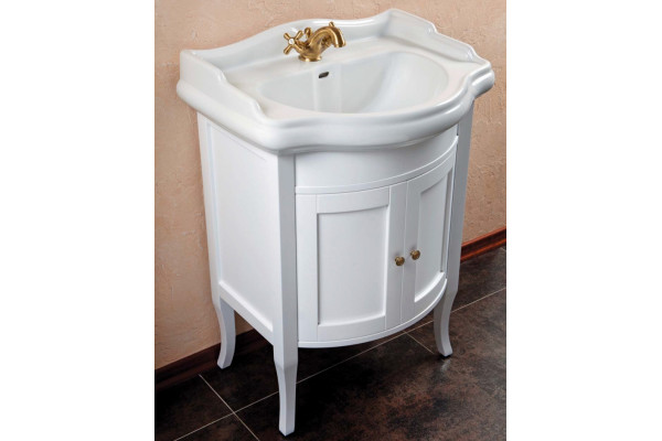 Тумба с раковиной La Beaute Classic Lorette 65 белый матовый, фурнитура бронза, напольная, с дверками