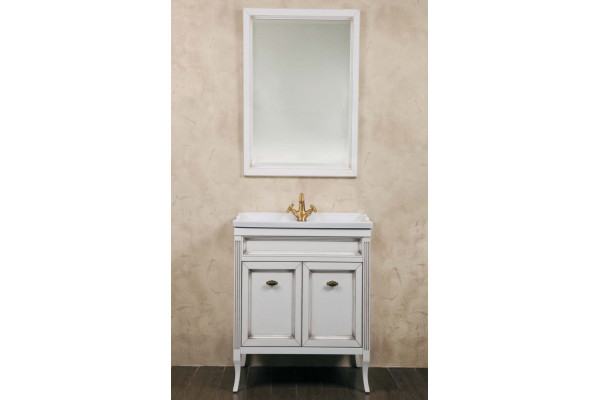 Тумба с раковиной La Beaute Classic Vivien Porta 70 белый с патиной, фурнитура бронза, напольная, с дверками