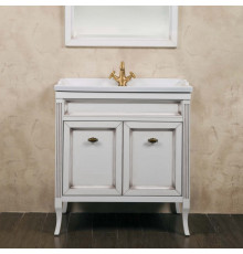 Тумба с раковиной La Beaute Classic Vivien Porta 80 белый с патиной, фурнитура бронза, напольная, с дверками