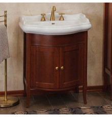 Тумба с раковиной La Beaute Classic Lorette 70 орех матовый, фурнитура бронза, напольная, с дверками