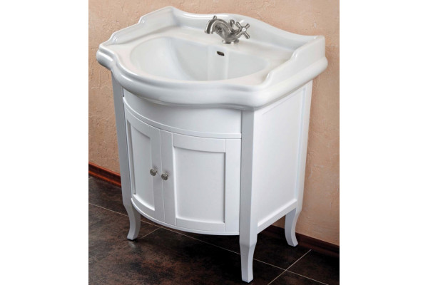 Тумба с раковиной La Beaute Classic Lorette 70 белый матовый, фурнитура серебро, напольная, с дверками