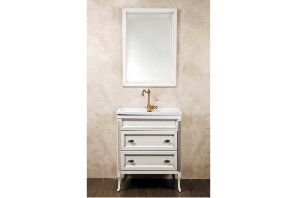 Тумба с раковиной La Beaute Classic Vivien Сassetto 70 белый с патиной, фурнитура бронза, напольная, с ящиками
