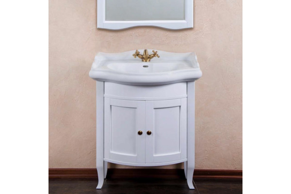 Тумба с раковиной La Beaute Classic Lorette 70 белый матовый, фурнитура бронза, напольная, с дверками
