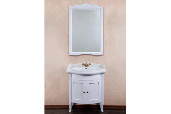 Тумба с раковиной La Beaute Classic Lorette 70 белый матовый, фурнитура бронза, напольная, с дверками