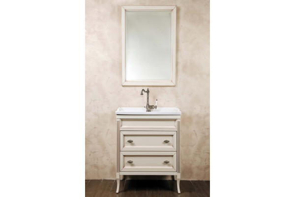 Тумба с раковиной La Beaute Classic Vivien Сassetto 70 слоновая кость с патиной, фурнитура серебро, напольная, с ящиками