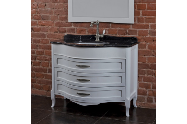 Тумба с раковиной La Beaute Classic Joanna M белый матовый, фурнитура серебро, напольная, с ящиками