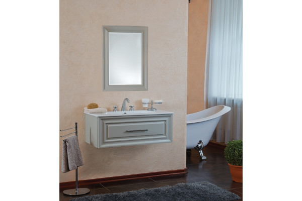Тумба с раковиной La Beaute Classic Cornelia 100 серый шелк матовый, фурнитура серебро, подвесная, с ящиками