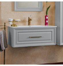 Тумба с раковиной La Beaute Classic Cornelia 85 серый шелк матовый, фурнитура бронза, подвесная, с ящиками