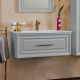 Тумба с раковиной La Beaute Classic Cornelia 85 серый шелк матовый, фурнитура бронза, подвесная, с ящиками
