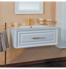 Тумба с раковиной La Beaute Classic Cornelia 100 белый матовый, фурнитура золото, подвесная, с ящиками