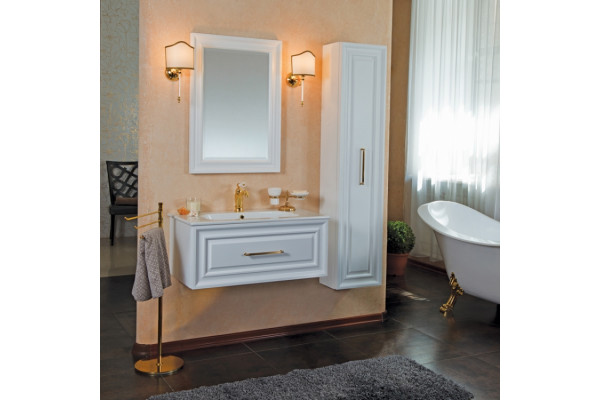Тумба с раковиной La Beaute Classic Cornelia 85 белый матовый, фурнитура золото, подвесная, с ящиками