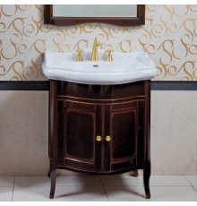 Тумба с раковиной La Beaute Classic Lorette 70 темное дерево глянец, фурнитура золото, напольная, с дверками