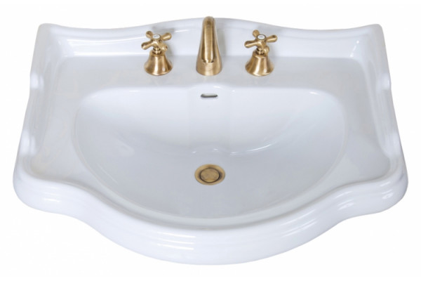 Тумба с раковиной La Beaute Classic Lorette 70 темное дерево глянец, фурнитура золото, напольная, с дверками