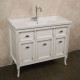 Тумба для комплекта La Beaute Classic Vivien 100 белый с патиной, фурнитура серебро, напольная, с доводчиками