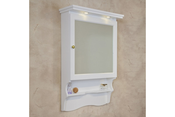 Зеркало-шкаф La Beaute Classic Lorette 75 белый матовый, фурнитура золото, правое, с полками