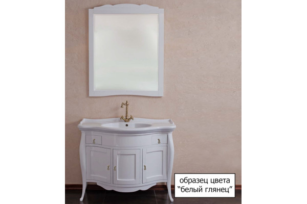 Зеркало La Beaute Classic Lorette белый глянец прямоугольное,  в стиле ретро