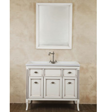 Мебель для ванной La Beaute Classic Vivien 100 белый с патиной, фурнитура серебро, напольная, с доводчиками