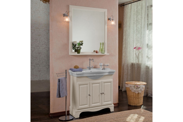 Мебель для ванной La Beaute Classic Michel 90 слоновая кость матовый, фурнитура серебро, напольная, с доводчиками