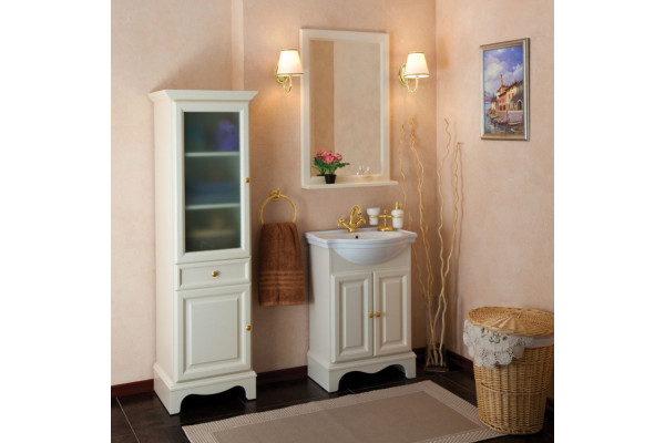 Мебель для ванной La Beaute Classic Michel 60 слоновая кость матовый, фурнитура золото, напольная, с доводчиками
