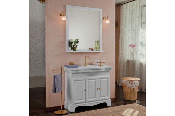 Мебель для ванной La Beaute Classic Michel 100 белый матовый, фурнитура золото, напольная, с доводчиками
