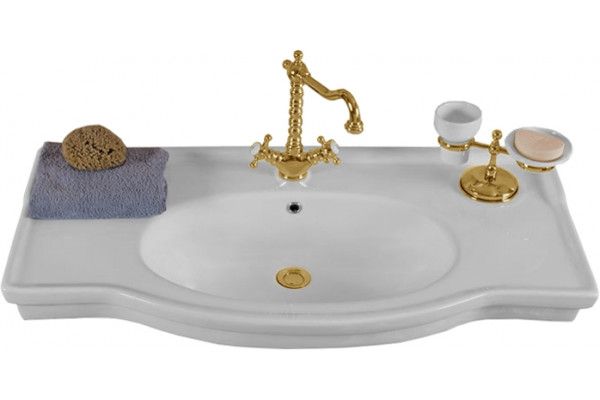 Мебель для ванной La Beaute Classic Michel 100 белый матовый, фурнитура золото, напольная, с доводчиками
