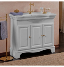 Тумба для комплекта La Beaute Classic Michel 100 белый матовый, фурнитура золото, напольная, с дверками