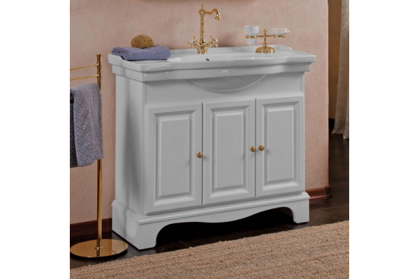 Тумба для комплекта La Beaute Classic Michel 100 белый матовый, фурнитура золото, напольная, с дверками