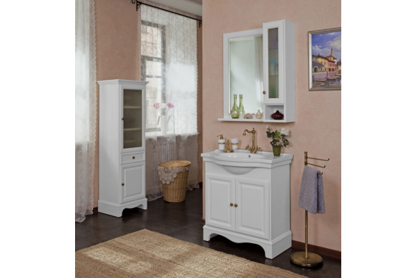 Шкаф La Beaute Classic Michel белый матовый, матовое стекло, бронза R, правый, с доводчиками