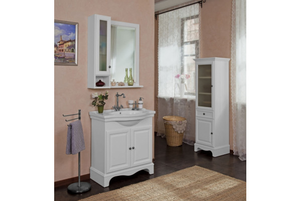 Шкаф La Beaute Classic Michel белый матовый, матовое стекло, серебро L, левый, с доводчиками