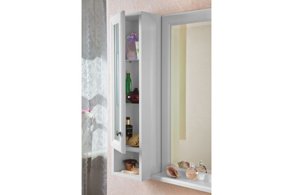 Шкаф La Beaute Classic Michel белый матовый, матовое стекло, серебро L, левый, с доводчиками