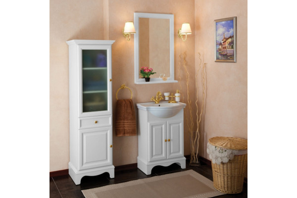 Мебель для ванной La Beaute Classic Michel 60 белый матовый, фурнитура золото, напольная, с доводчиками