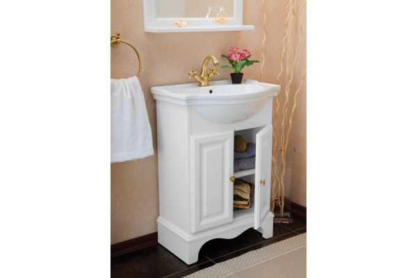 Мебель для ванной La Beaute Classic Michel 60 белый матовый, фурнитура золото, напольная, с доводчиками