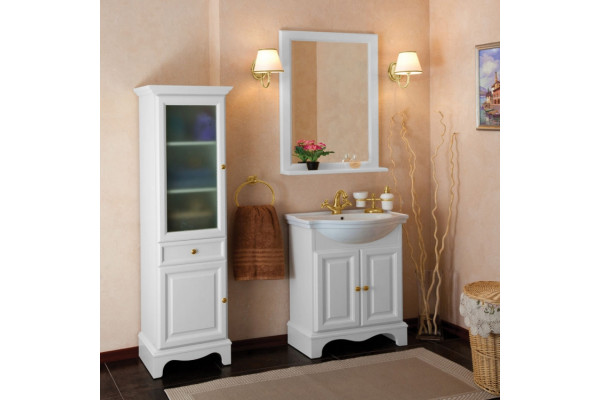 Мебель для ванной La Beaute Classic Michel 70 белый матовый, фурнитура золото, напольная, с доводчиками
