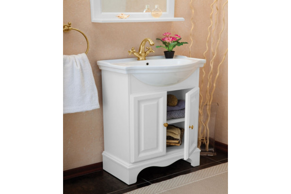 Мебель для ванной La Beaute Classic Michel 70 белый матовый, фурнитура золото, напольная, с доводчиками
