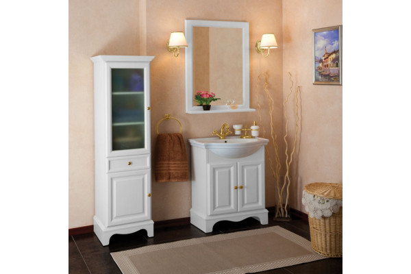 Тумба для комплекта La Beaute Classic Michel 70 белый матовый, фурнитура золото, напольная, с дверками