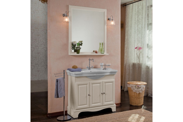 Мебель для ванной La Beaute Classic Michel 100 слоновая кость матовый, фурнитура серебро, напольная, с доводчиками