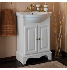 Тумба для комплекта La Beaute Classic Michel 60 белый матовый, фурнитура бронза, напольная, с дверками