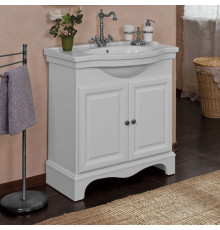Тумба для комплекта La Beaute Classic Michel 80 белый матовый, фурнитура серебро, напольная, с дверками