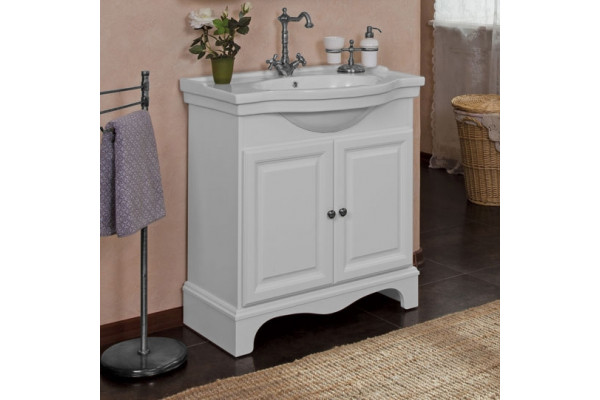 Тумба для комплекта La Beaute Classic Michel 80 белый матовый, фурнитура серебро, напольная, с дверками