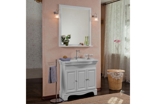 Мебель для ванной La Beaute Classic Michel 90 белый матовый, фурнитура серебро, напольная, с доводчиками