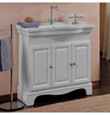 Тумба для комплекта La Beaute Classic Michel 90 белый матовый, фурнитура серебро, напольная, с дверками