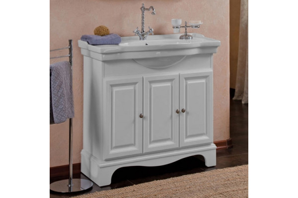 Тумба для комплекта La Beaute Classic Michel 90 белый матовый, фурнитура серебро, напольная, с дверками