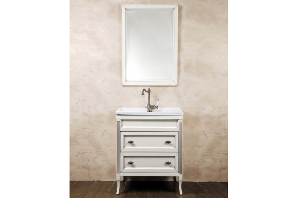 Мебель для ванной La Beaute Classic Vivien Сassetto 70 белый с патиной, фурнитура серебро, напольная, с ящиками