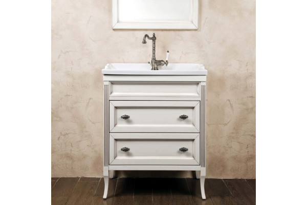 Мебель для ванной La Beaute Classic Vivien Сassetto 70 белый с патиной, фурнитура серебро, напольная, с ящиками