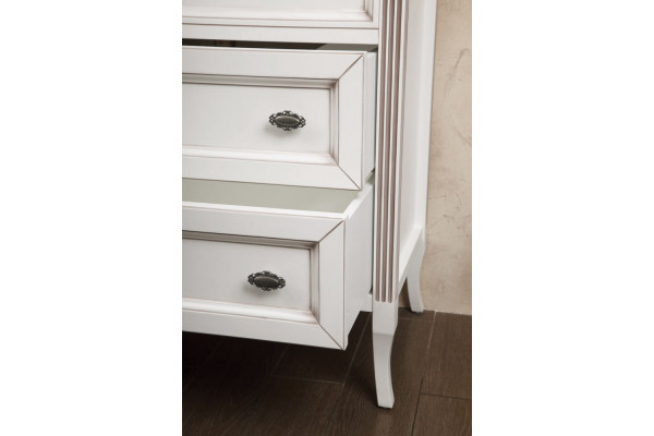 Мебель для ванной La Beaute Classic Vivien Сassetto 70 белый с патиной, фурнитура серебро, напольная, с ящиками