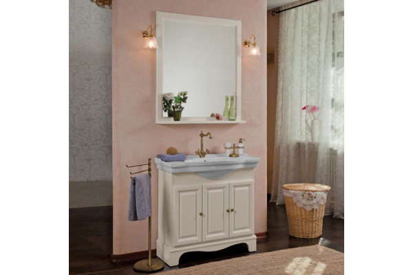 Мебель для ванной La Beaute Classic Michel 90 слоновая кость матовый, фурнитура бронза, напольная, с доводчиками