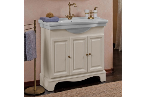 Мебель для ванной La Beaute Classic Michel 90 слоновая кость матовый, фурнитура бронза, напольная, с доводчиками