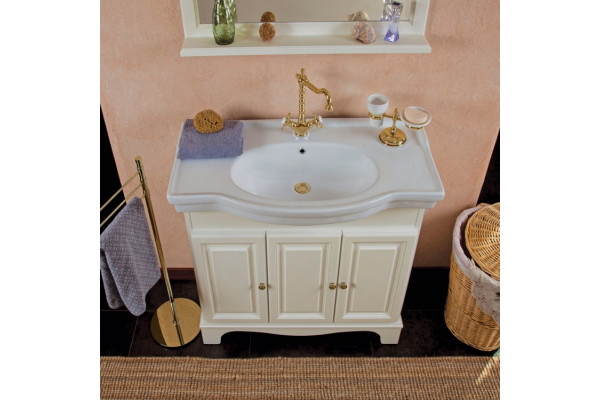 Мебель для ванной La Beaute Classic Michel 90 слоновая кость матовый, фурнитура золото, напольная, с доводчиками